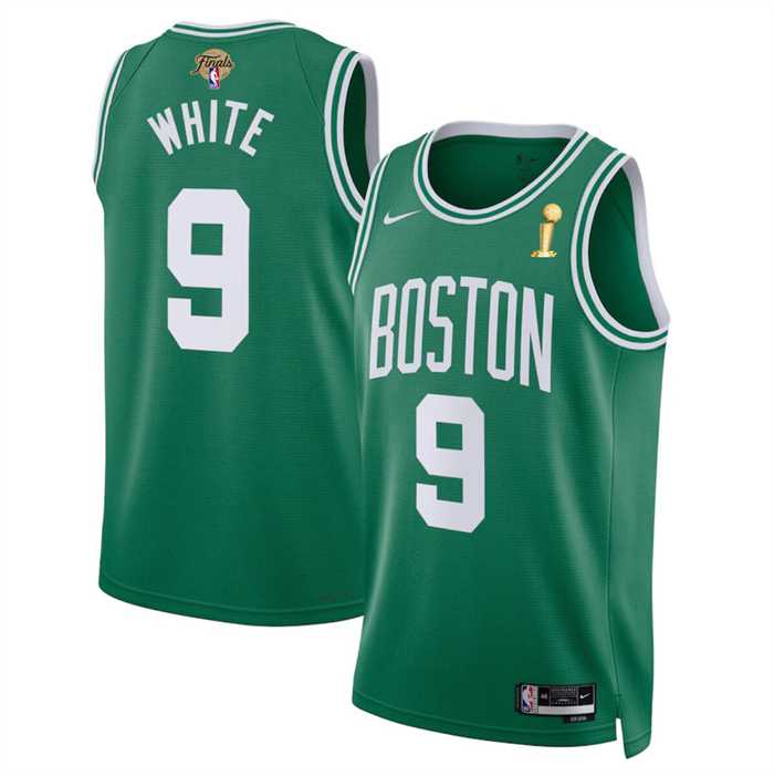 Men%27s Boston Celtics #9 Derrick White Kelly Green 2024 Finals Champions Icon Edition Stitched Basketball Jersey Dzhi